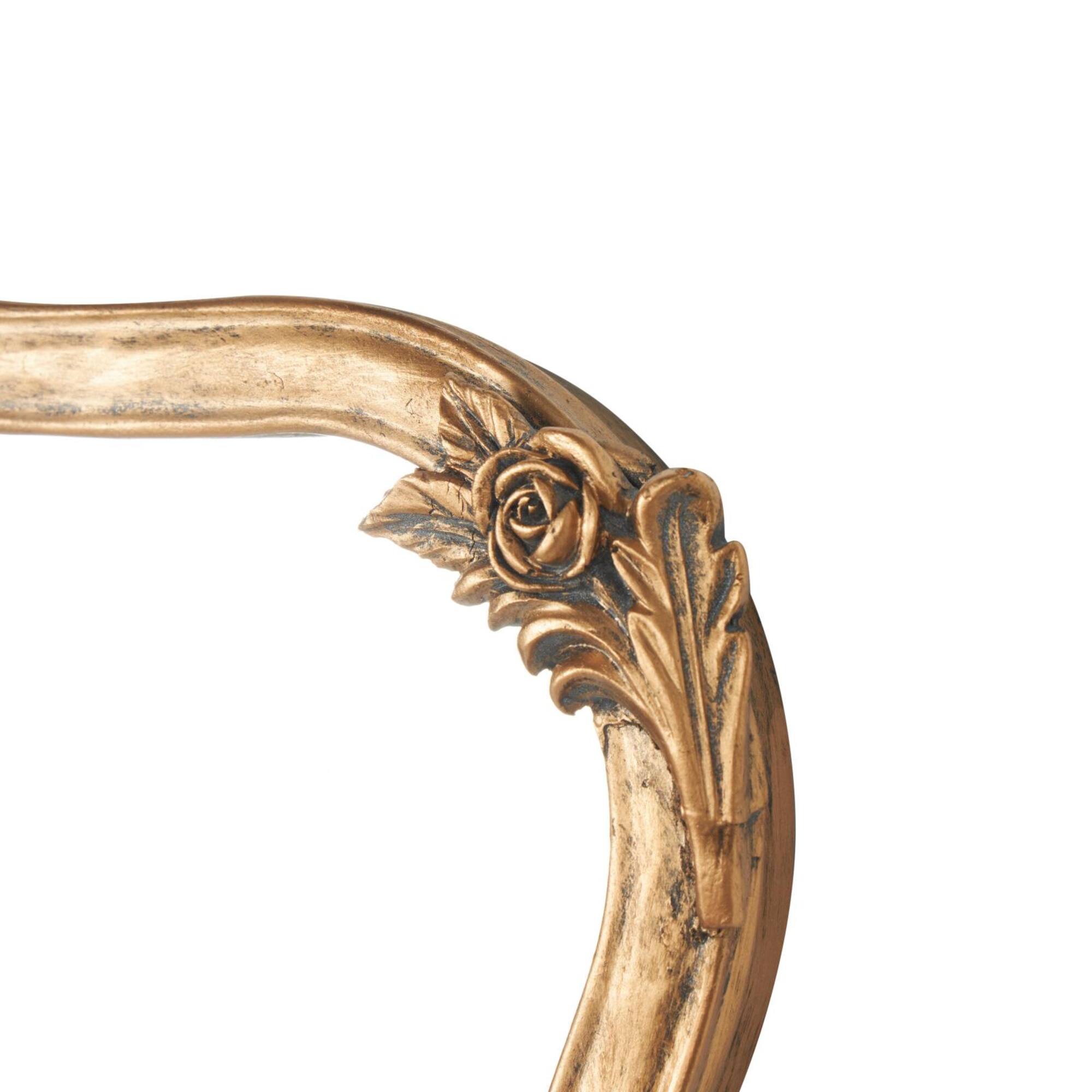 36" x 26" Gold Metal Floral Orante Antique Curved Wall Mirror